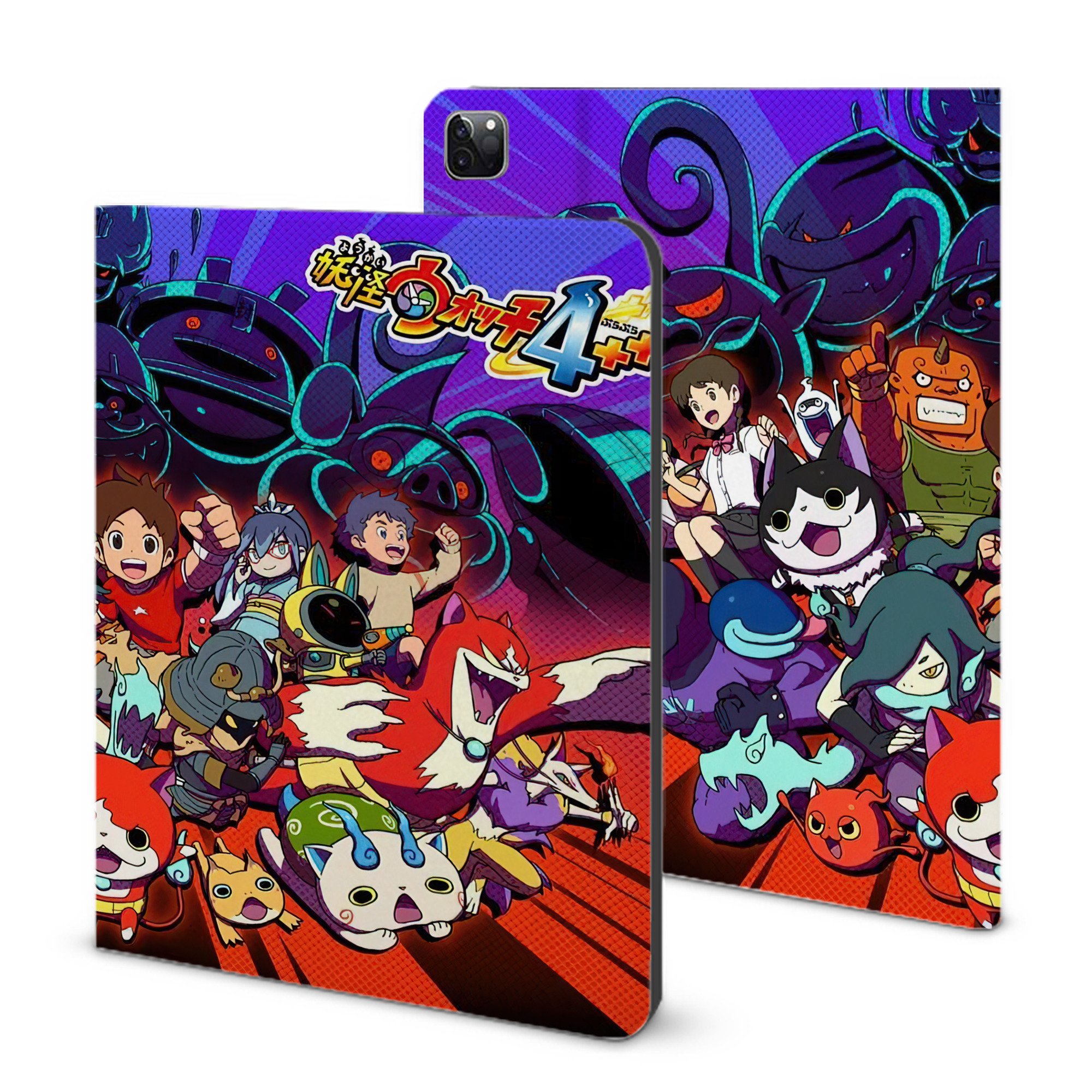（画像用） 妖怪ウォッチ Yo-kai Watch IPad ケース ブック型 PUレザー TPU 耐衝撃 軽量 薄型 ペン収納なし 全面保護 IPad 各モデル対応